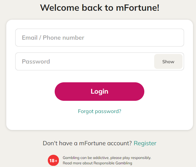 mfortune casino login